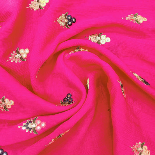 Viscose Chinnon Embroidery Hot Pink