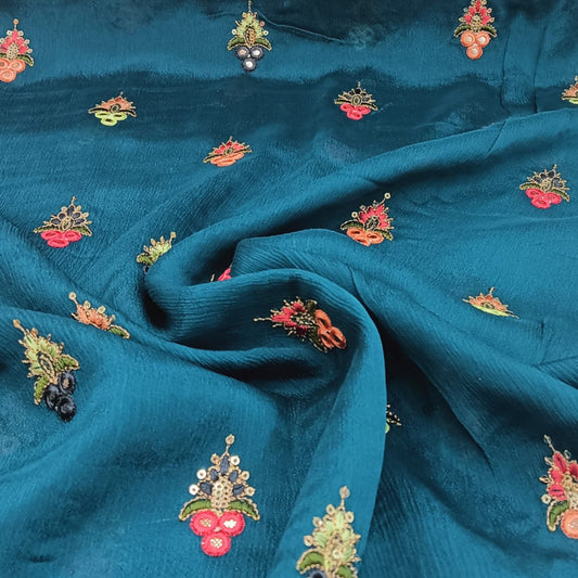 Viscose Chinnon Embroidery Teal