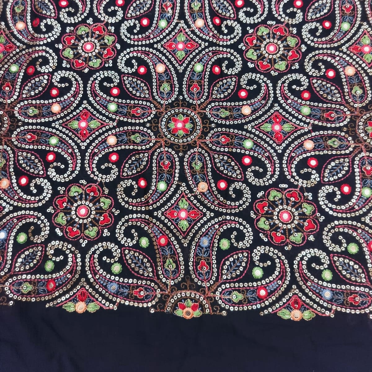 Viscose Chinon with Sequin Embroidery in Black colour (Copy)