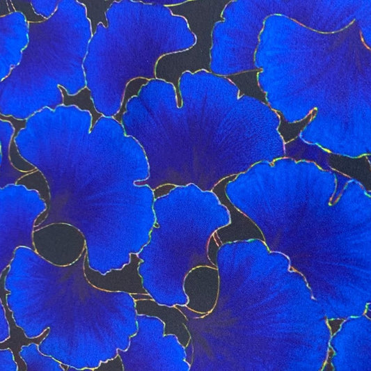 Satin Printed Blue Flower