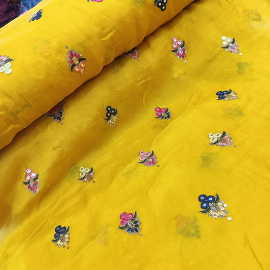 Viscose Chinnon Embroidery Yellow