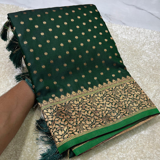 Katan Saree Dark Green