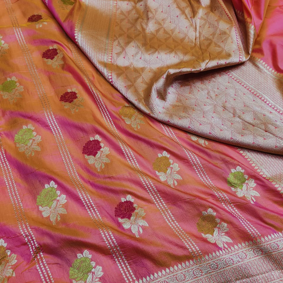 Katan Saree with Meenakari Weaved