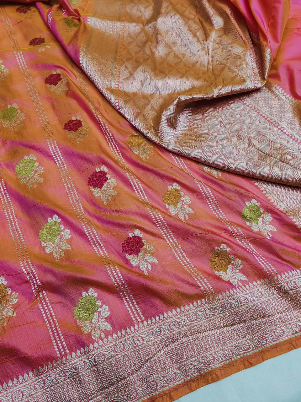 Katan Saree with Meenakari Weaved