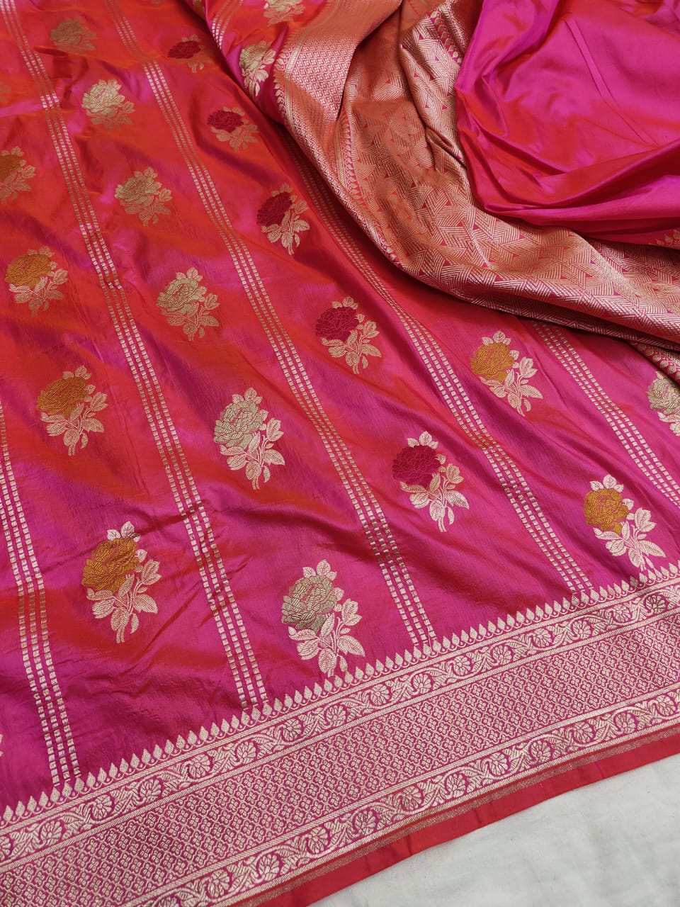 Katan Saree with Meenakari Weaved