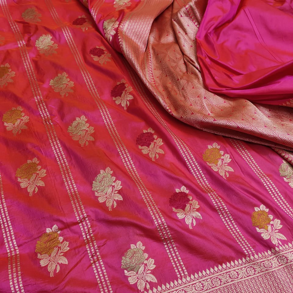 Katan Saree with Meenakari Weaved