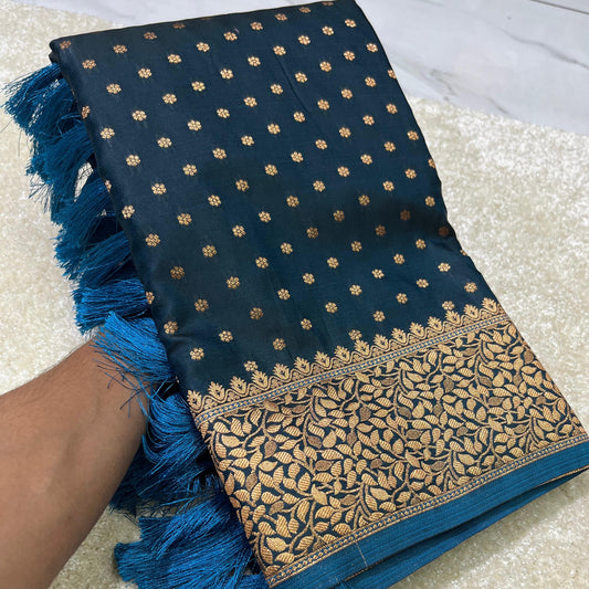 Katan Silk Saree Teal Blue